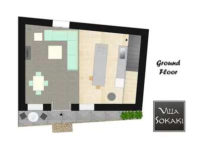 a floor plan of a small room with a floor at Deluxe Rhodes Villa Villa Sokaki Well Furnished 2 Bedrooms in Líndos